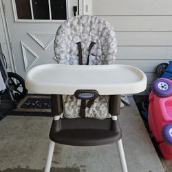 Graco High Chair Brown Elephant Print Adjustable Baby Feeding Seat
