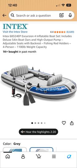 Intex 68324EP Excursion 4 Inflatable Boat Set
