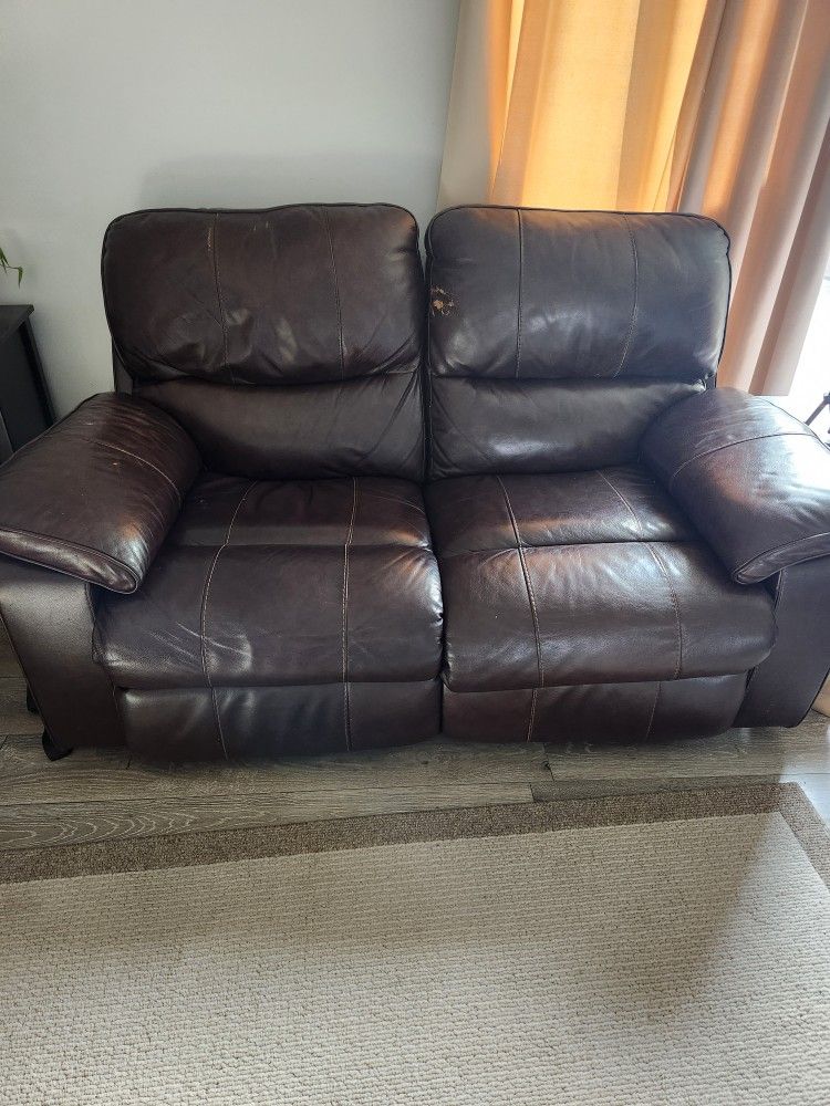 Loveseat power both reclining foot and headrest