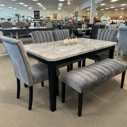 6PC Marble top dining table set