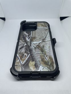 For iPhone 13 Pro Max Black Tree Camouflage Case With Belt Clíp Holster 