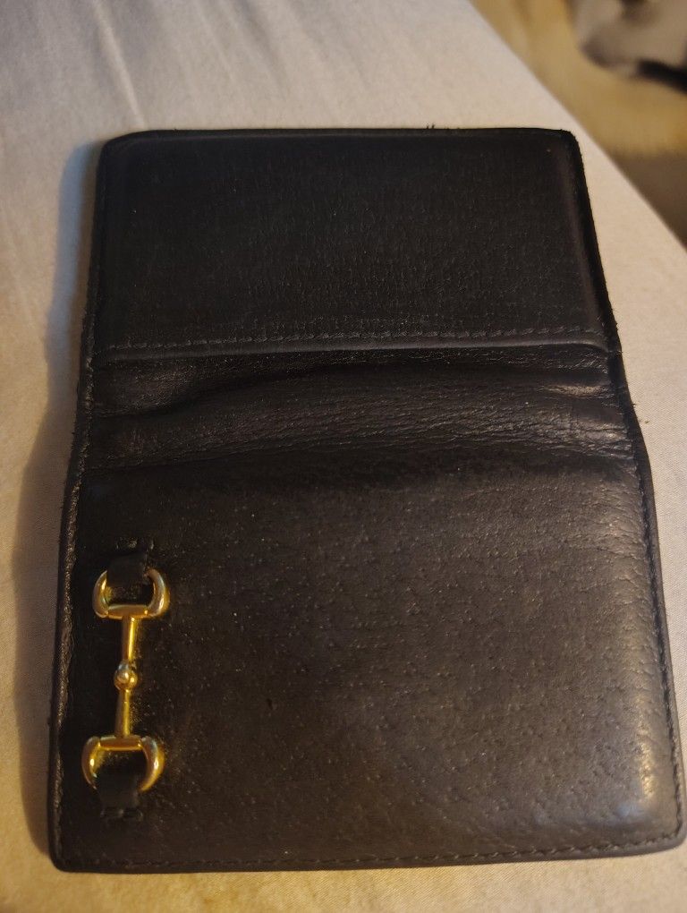 Gucci Calfskin Horsebit Card Holder Black