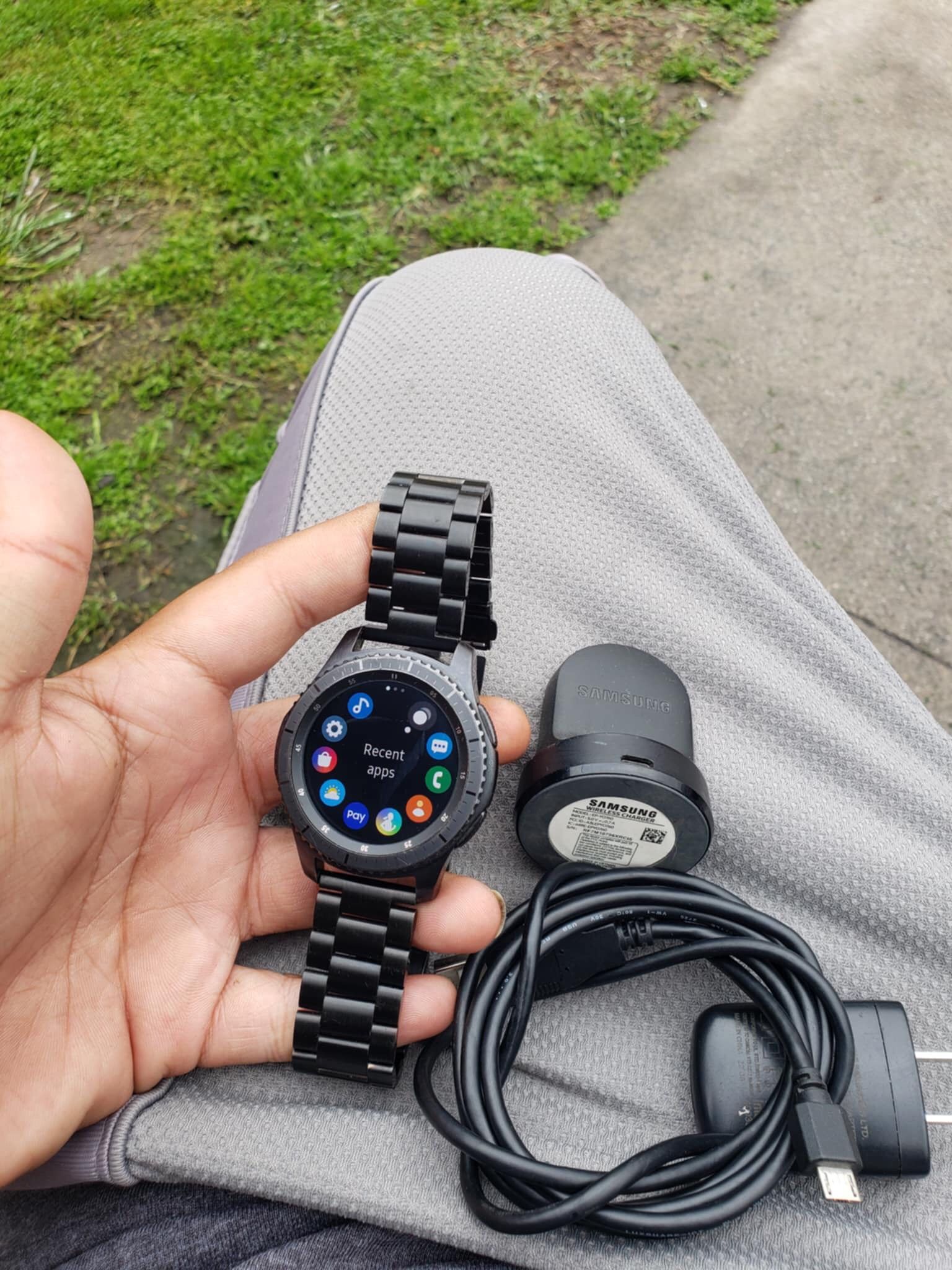 New Conditions, I will connect for you . Free Delivery in person. Galaxy Watch 46mm big big Face with Charger & Cable. $150! Is my lowest. Great watch