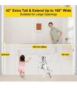 Reinforced 42” Tall x 160” Extra Wide Retractable Baby Gate