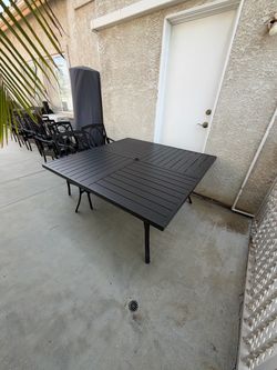 Square Metal Table and 8 Chair Set