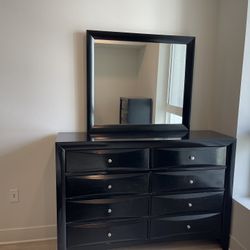 Black Vanity Mirrored Dresser