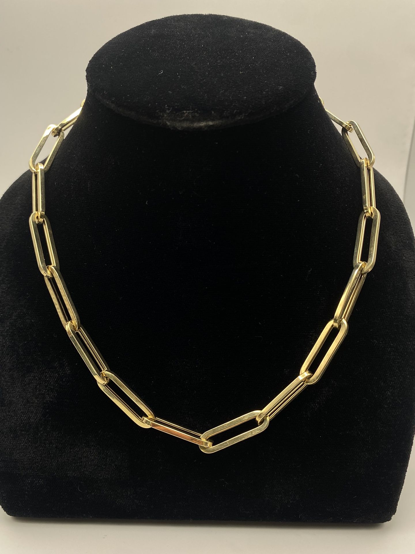 14k Gold Big Paper clip Chain 19.5”
