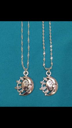 NEW Celestial Sun Moon Charm on Sterling Chain