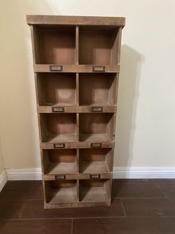 Rustic Wood Cubby Storage Shelf Unit
