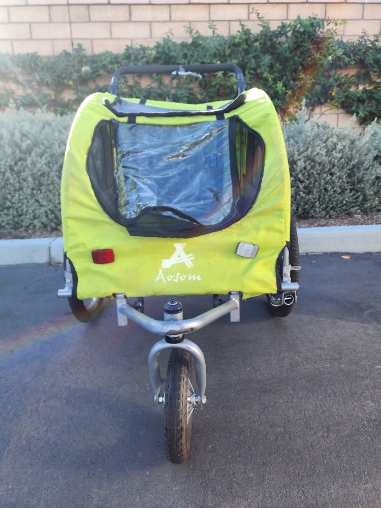 Aosom 2-In-1 Dog Bike Trailer & Stroller, Green