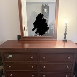 Solid Wood Dresser w/ Mirror – Good Condition