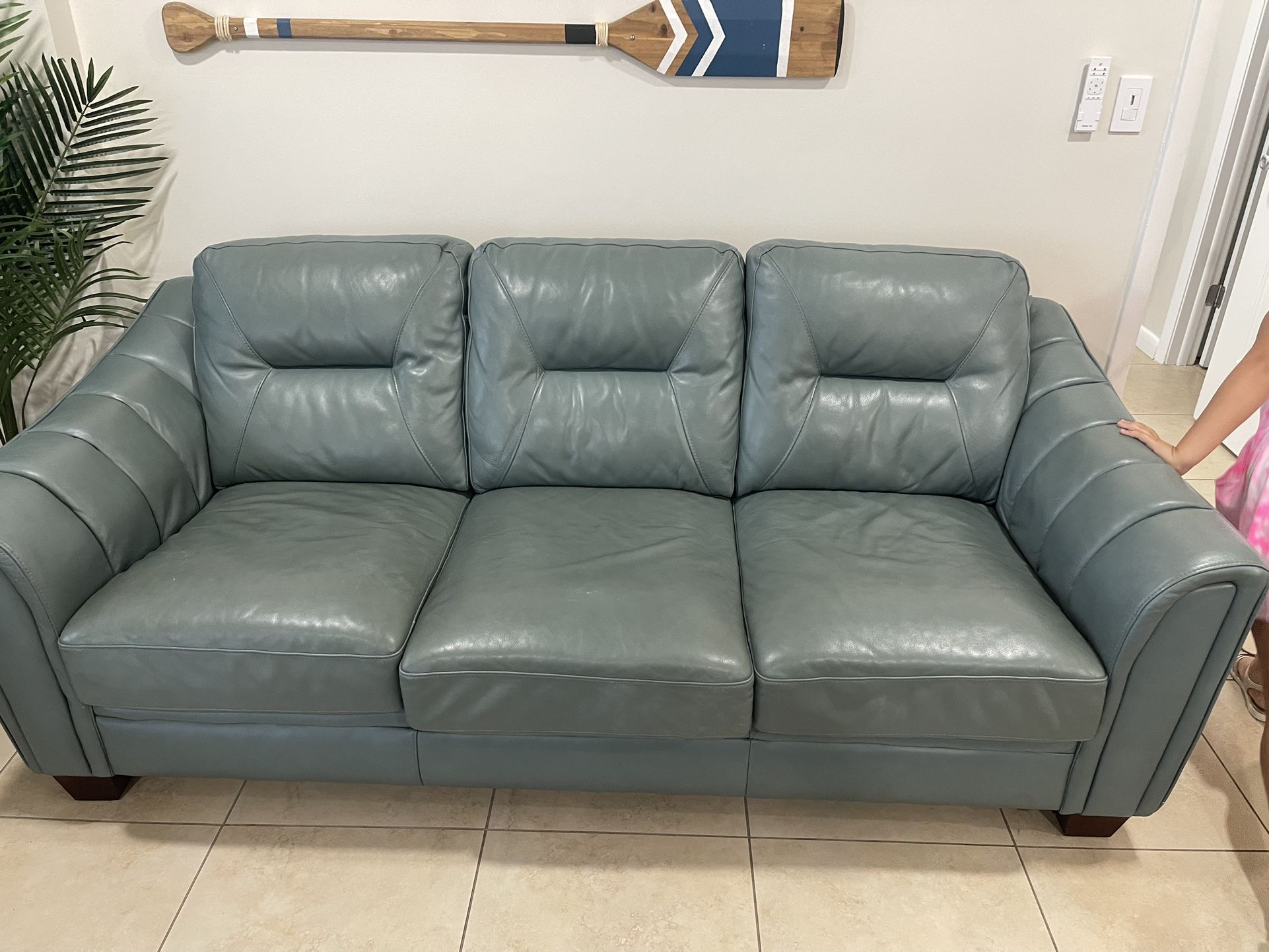 Leather sofa bed and Chair 