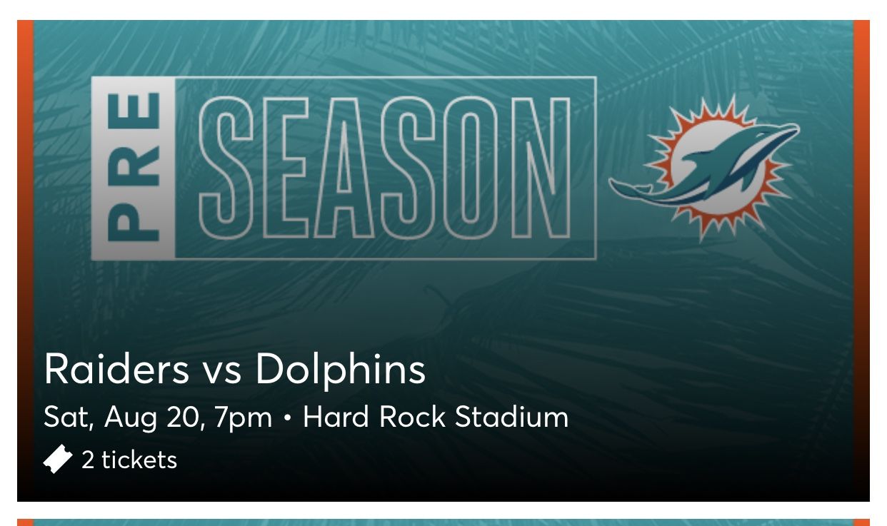 Pre Season Game Raiders Vs Dolphins In Miami