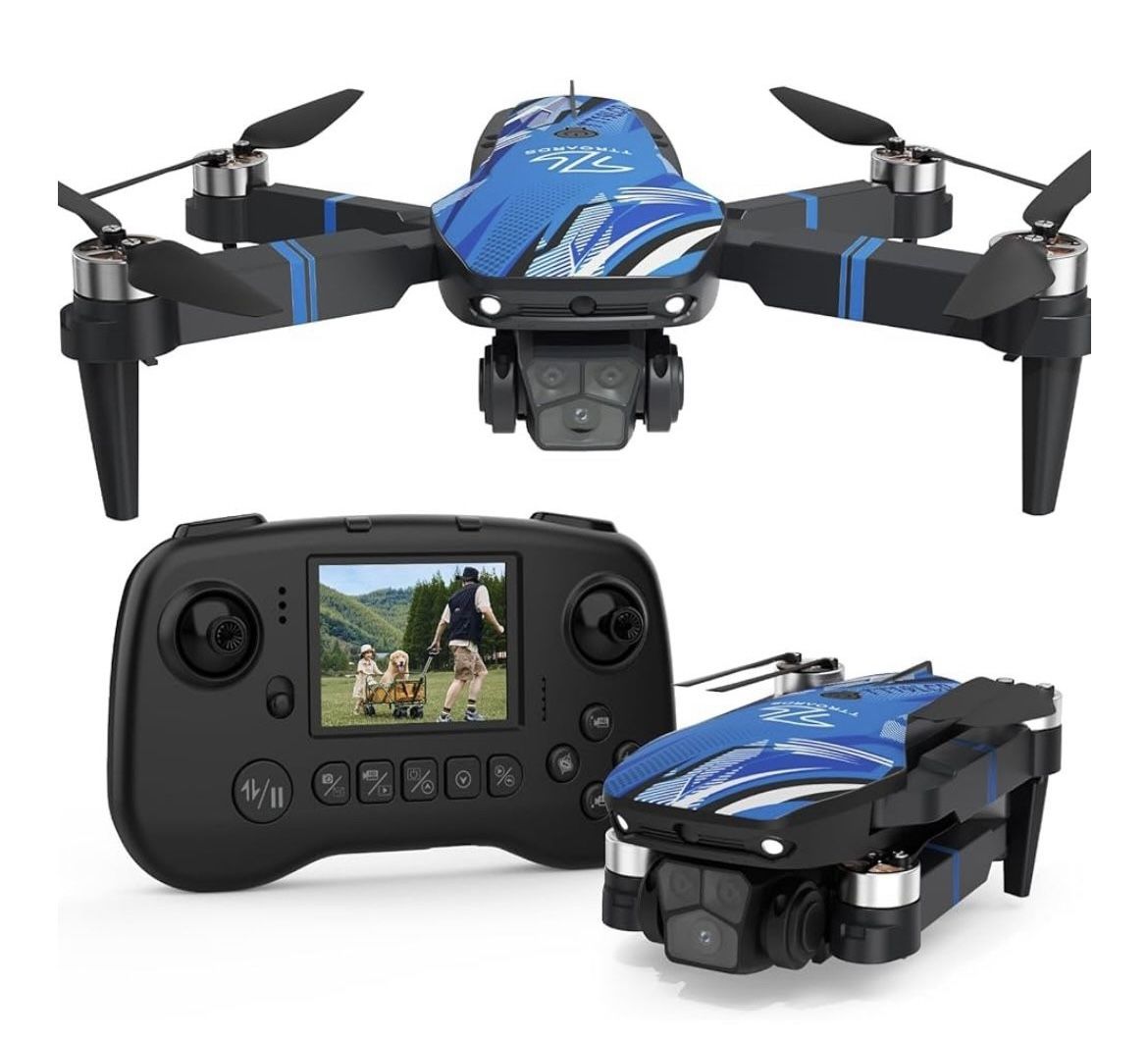Drone with 4k Camera for Adults, Mini Drone with LCD Screen 2.8 Inch, 32G SD Card, Brushless Motor 270° Obstacle Avoidance, Foldable Remote Control Qu