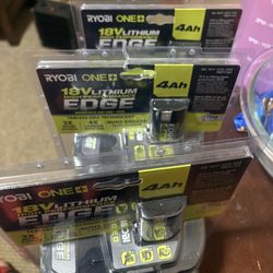 Three Ryobi Batteries 18v Brand New
