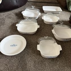 Vintage Corning Ware 7 Piece Cornflower Collection