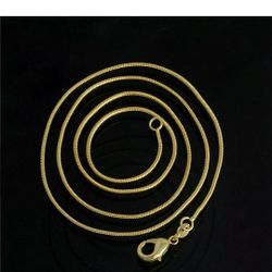 22" 18k Gold Over Sterling Silver 1mm Snake Chain Necklace 