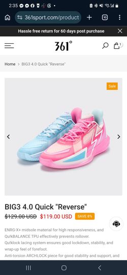 361 volleyball basketball shoes BIG 3 Quick Reverse