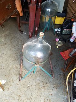 Vintage 5gallon water bottle on metal stand