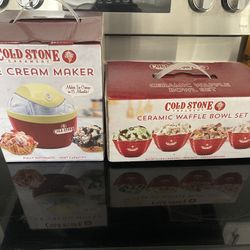 Ice Cream Maker And Ceramic Bowls