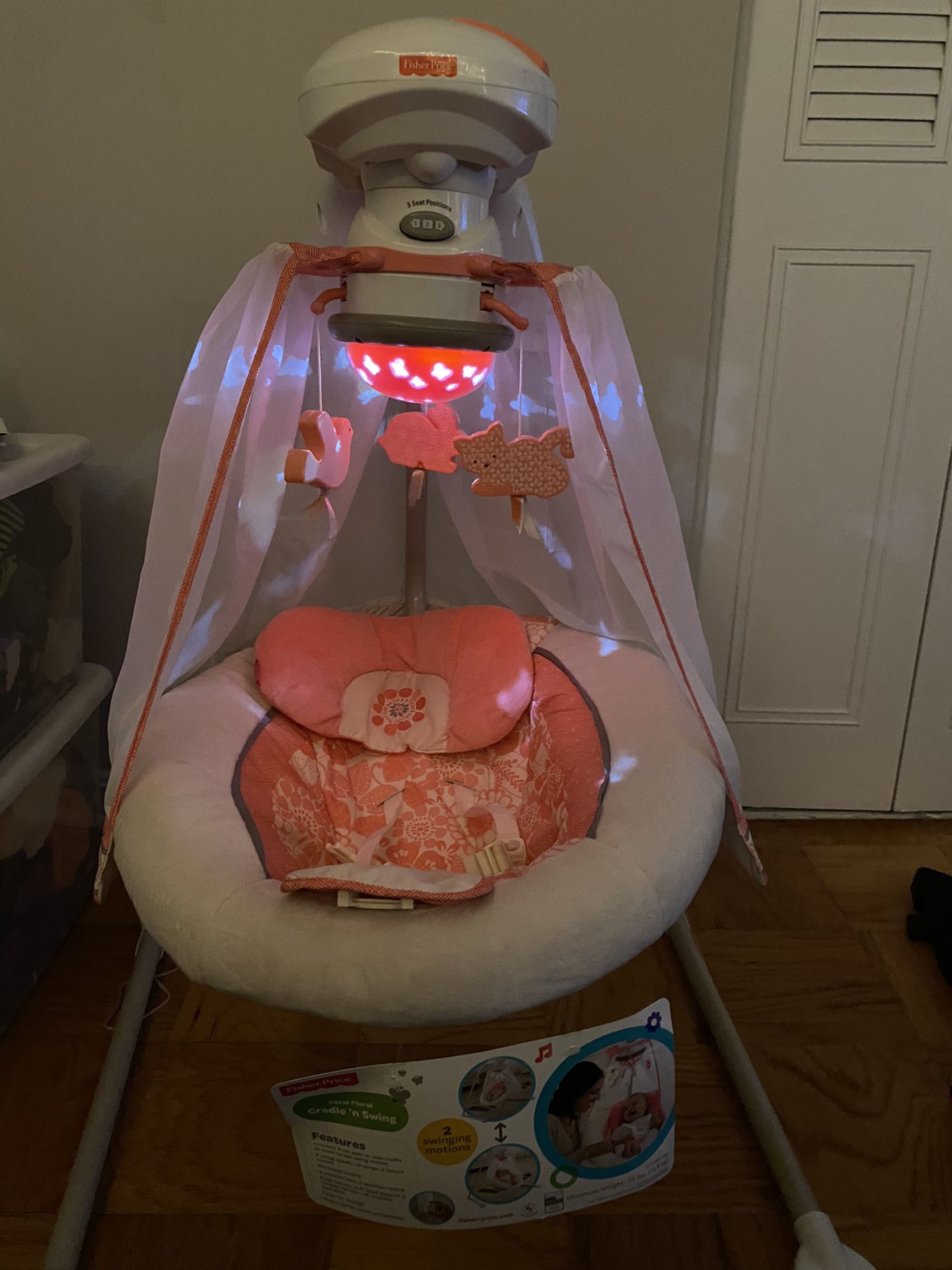 Baby Swing With Butterfly Light/ Mobile & Music 