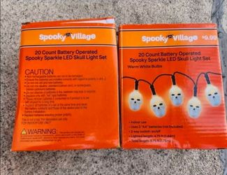 2 New 20 Count Battery Operated Spooky Sparkle LED skull Light Set