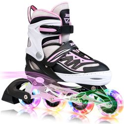 Pink Illuminating Inline Skates- Beginner Roller Skates