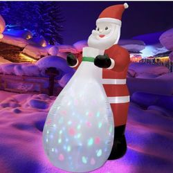 Twinkle Star Christmas Inflatables Lighted Santa Claus with a Gift Bag, Blow Up Indoor Outdoor Xmas Decor Lawn Yard Garden Decoration