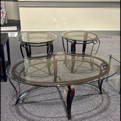 Glass Coffee & End Table Set