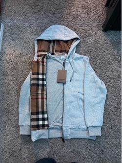 Grey Bùrberry zip up hoodie