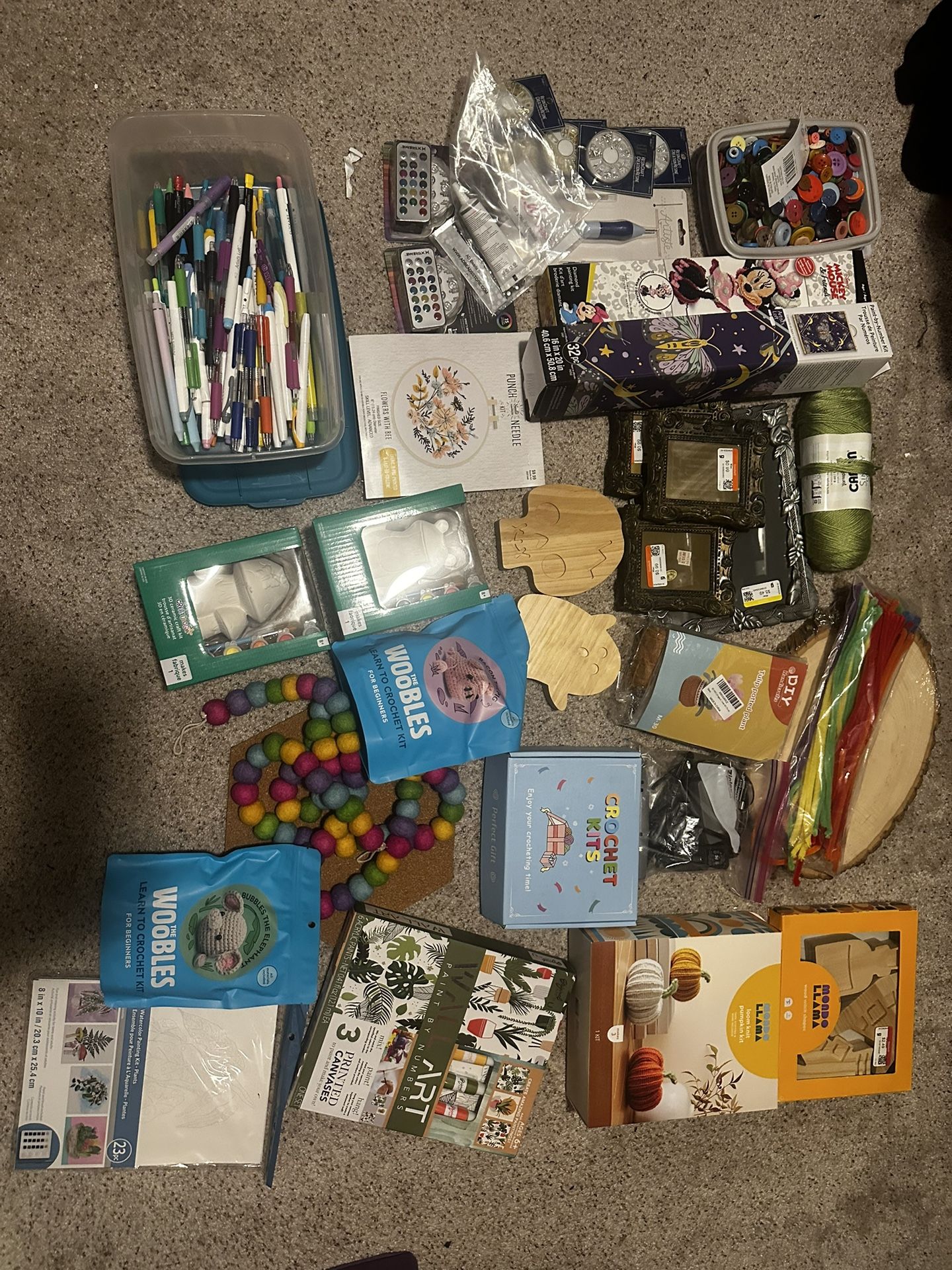 Tote Of Misc Craft Supplies