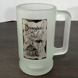 Vintage Disney Tinkerbell Cloudy Glass Mug Made in USA Happiest Place on Earth