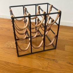 Wrought iron And Leather Wine Rack