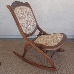 Vintage Foldable Wood Rocking Chair