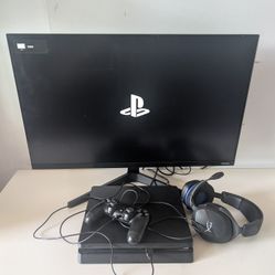 Sony PS4 Slim 500gb with 27" LED HDMI Monitor and 
gaming headset