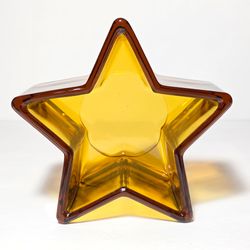 Amber Glass Star Shaped Bowl Candle Holder Etc.