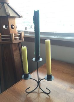 Brass Candle Holder & Candles