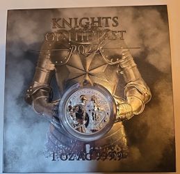 2022 1 oz Silver Germania Knights of the Past Malta .9999 Gem BU Coin COA/ Card