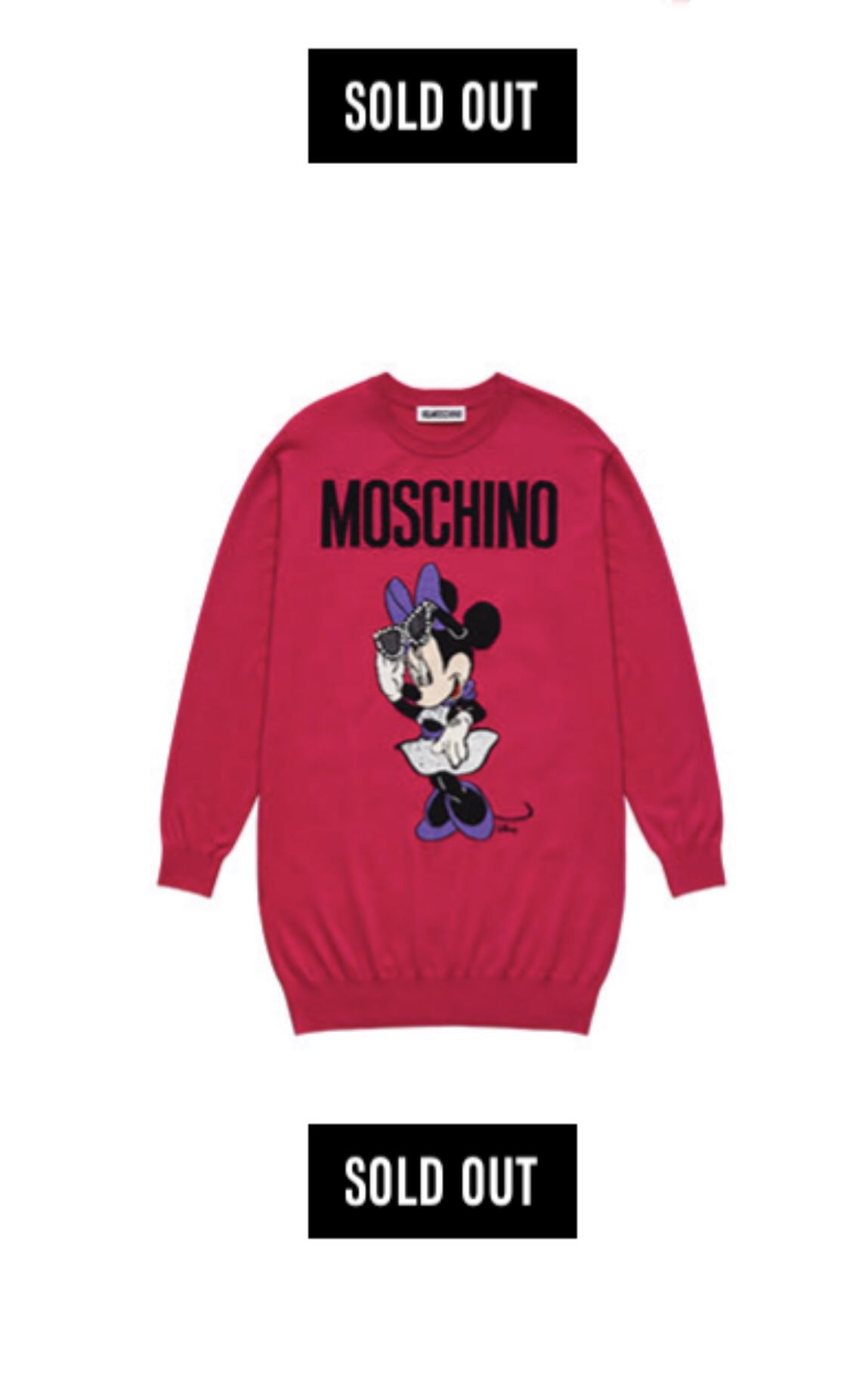 Brand new sealed in bag. Stunning cerise / fuschia pink dress featuring Minnie Mouse from the H&M collab with Moschino.