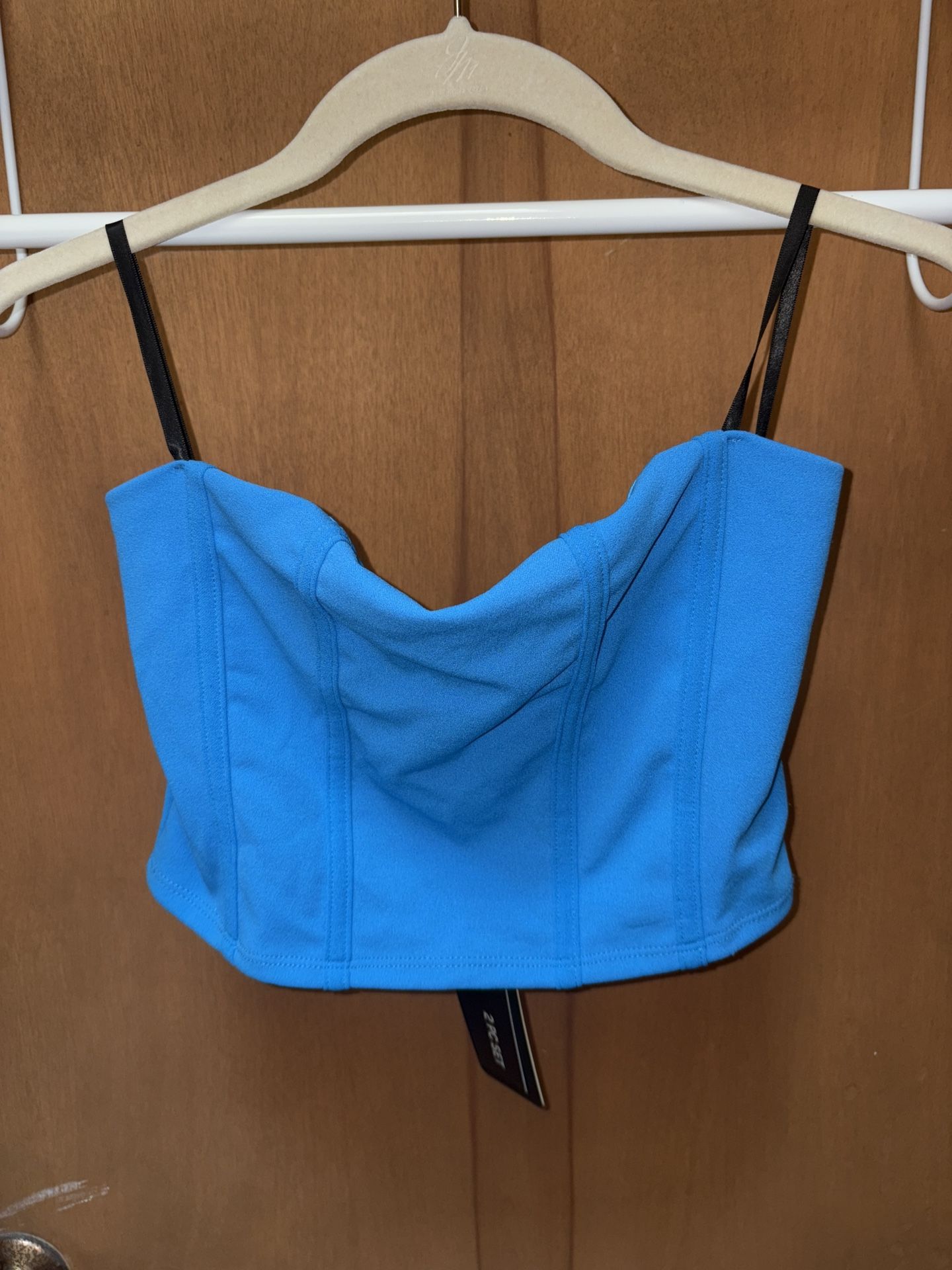 21 Saints Blue Strapless Crop Top Size XL NWT