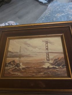 Framed Oil Painting Golden Gate Bridge