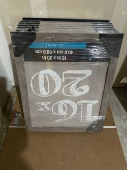 NEW In Plastic Grey wood frames new 16 x 20. Or 11 x 14 with a matte Bought from Michael’s studio Decour Belmont style