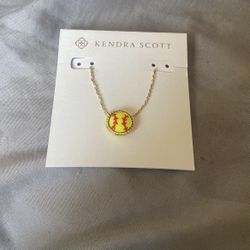Softball Gold Short Pendant Necklace