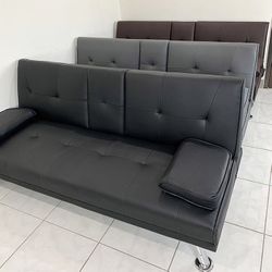 (Brand New) $155 Folding Futon Sofa Bed Recliner Convertible Couch 65x30x31 Inches, Brown/Gray 