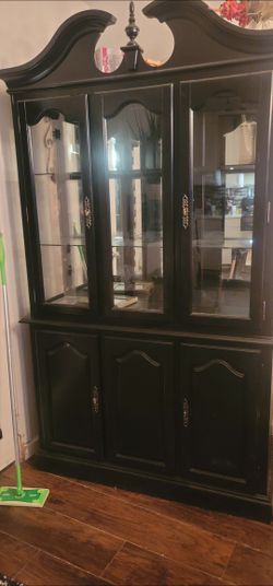 Used Wood Hutch Repainted Black 