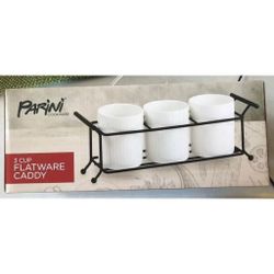 Paring cookware 3 cup flatwear caddy
