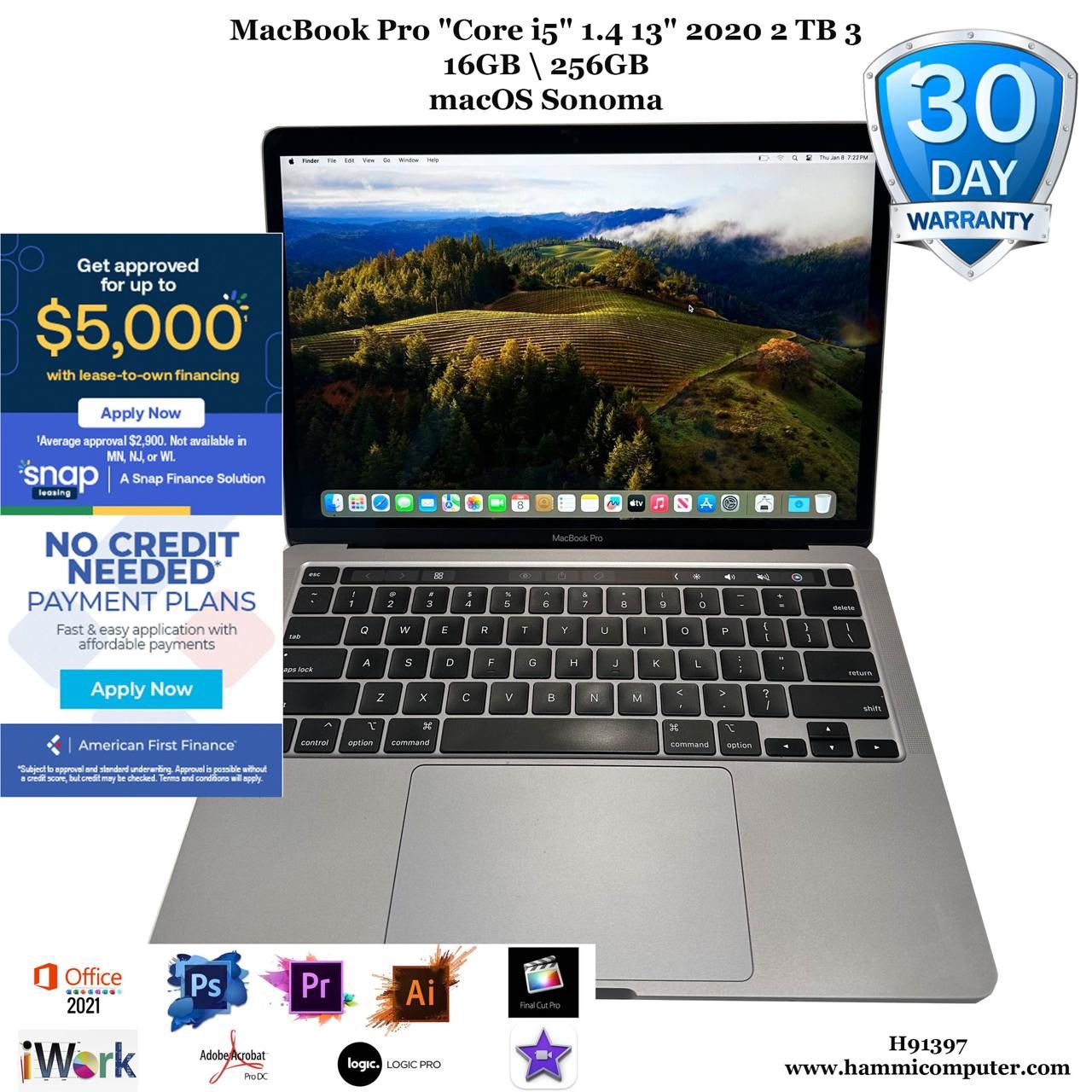 MacBook Pro "Core i5" 1.4 13" 2020 2 TB 3, 16GB, 256GB "H91397"