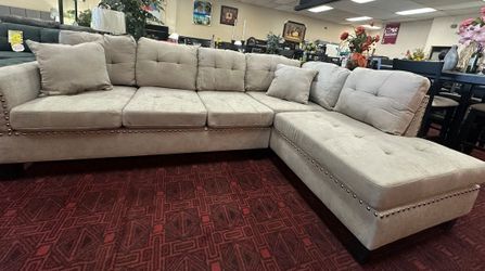 Brand New Mushroom Color Velvet Like Sectional Sofa Couch (New In Box) 