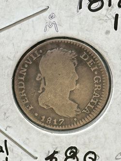 1817  silver un Real Mexican coin