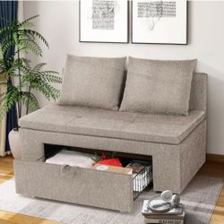 47.2" Upholstered Loveseat with drawer. Brand new in box.